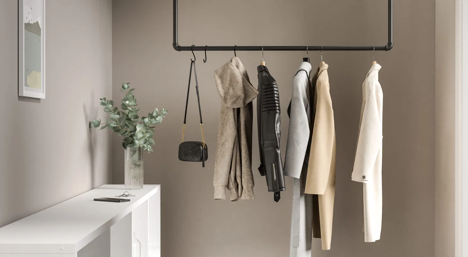 Hallway furniture - PIPE industrial ceiling-mounted coat rack