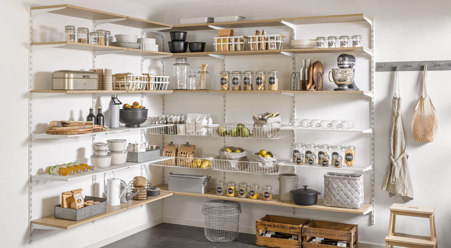 Pantry Shelving - P-SLOT Pantry Shelving Ideas Wood White