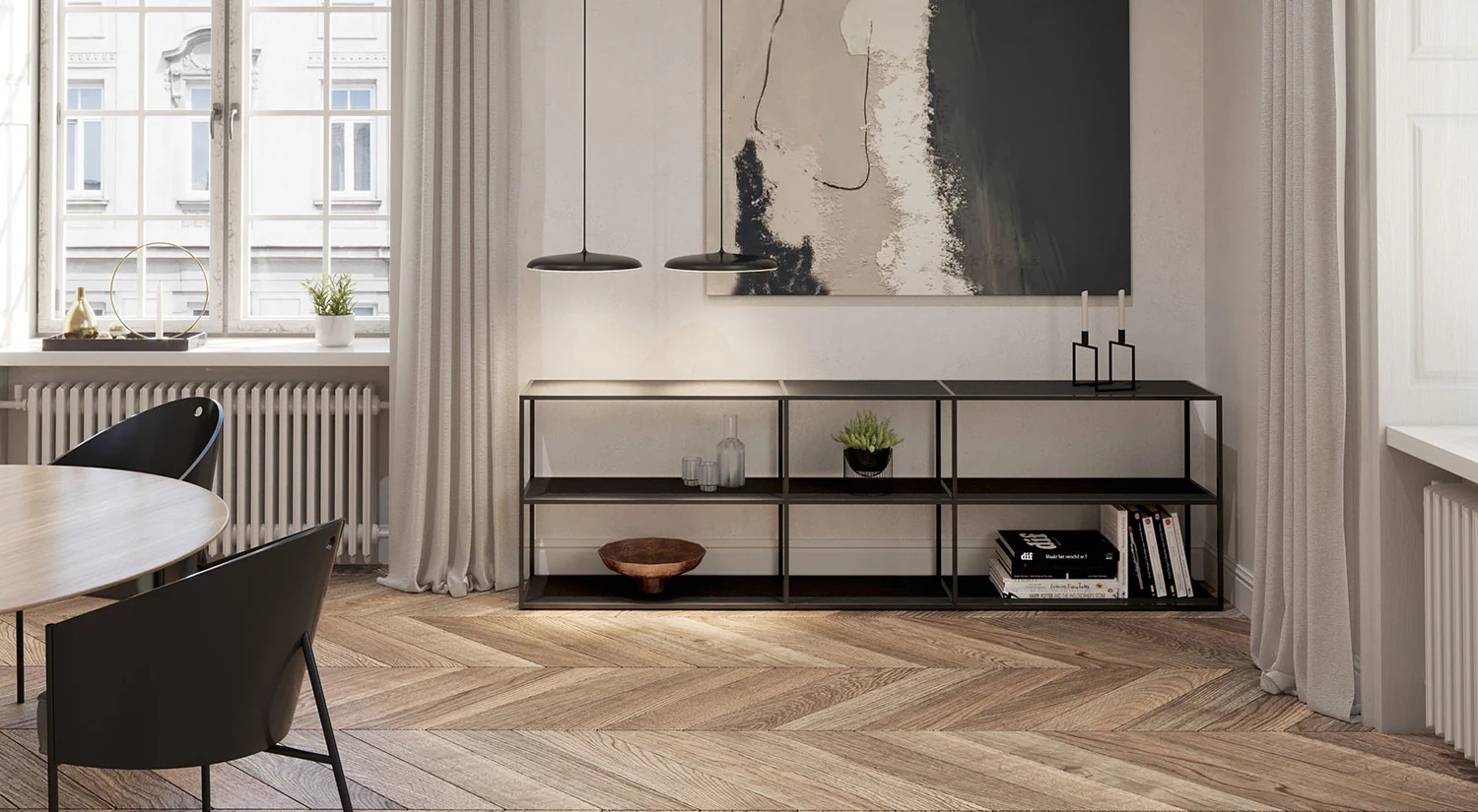 Black Metal Shelf - LIUM industrial shelf as sideboard