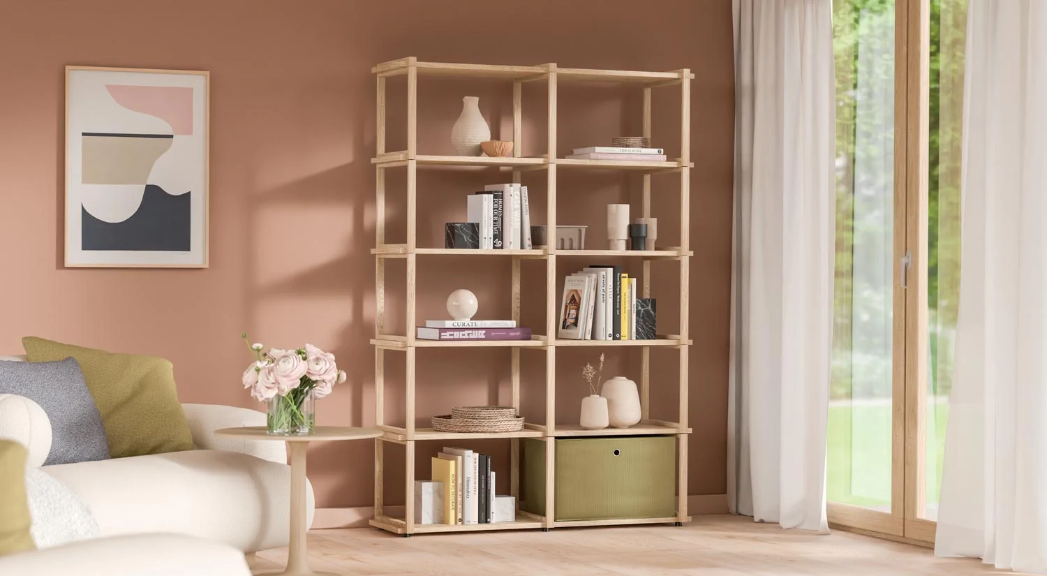 Discover AIKO 2x5 Tall bookcase - AIKO wooden bookshelf in the living room