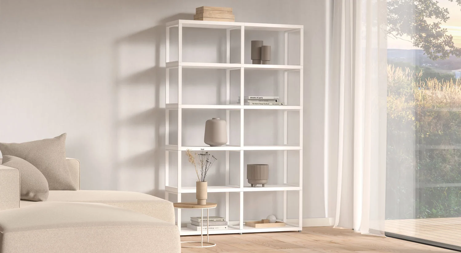 White Bookcase - MAXX white bookshelf in the livingroom
