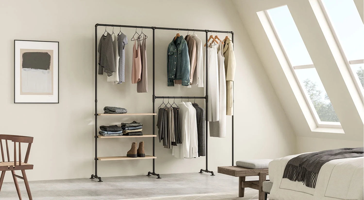 Clothes rack - PIPE metal garment rack with an industrial look and feel