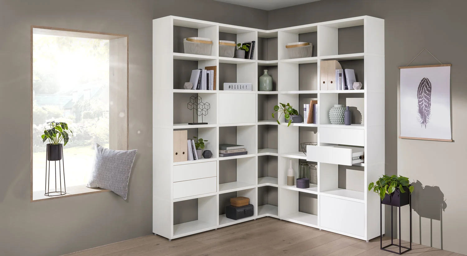 Corner Shelf - BOON corner shelf white for living room Corner Shelf - BOON corner shelf white for living room