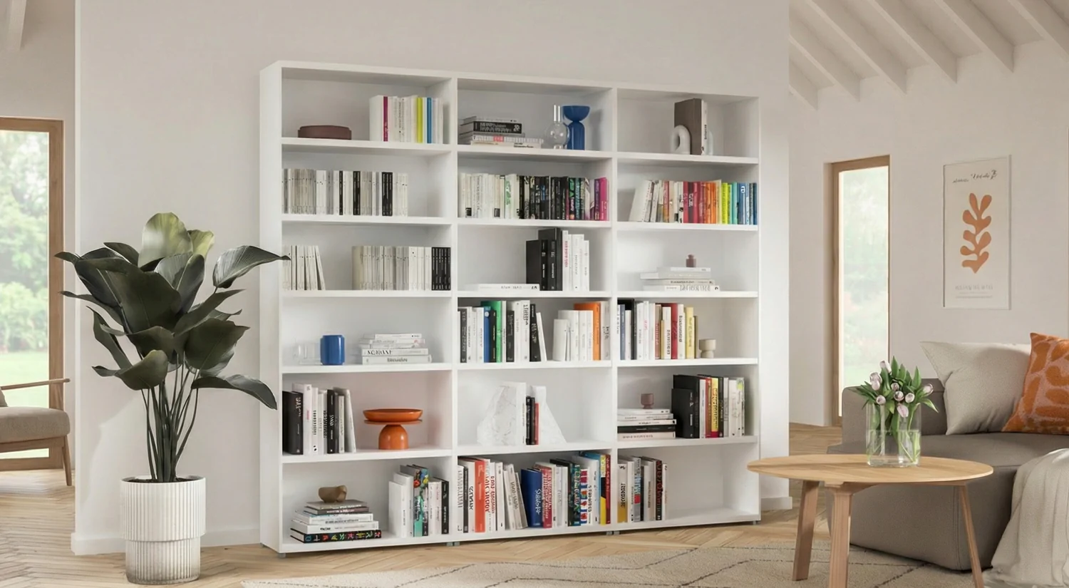 Free Standing Shelves White - CASE in the living room 