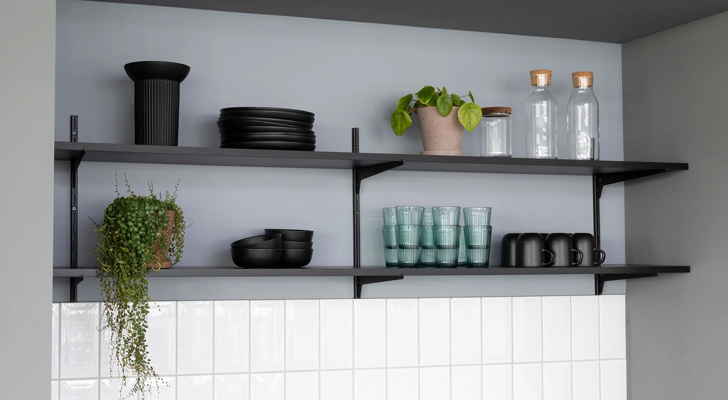 Black Shelves - P-SLOT black kitchen shelf
