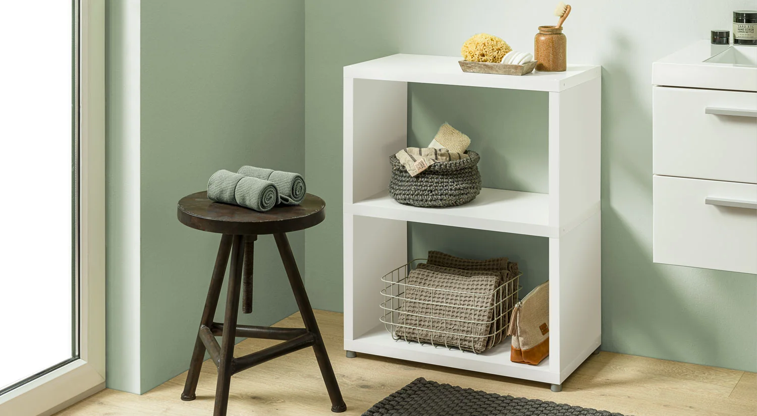 Small shelves - BOON small white shelf in the bathroom