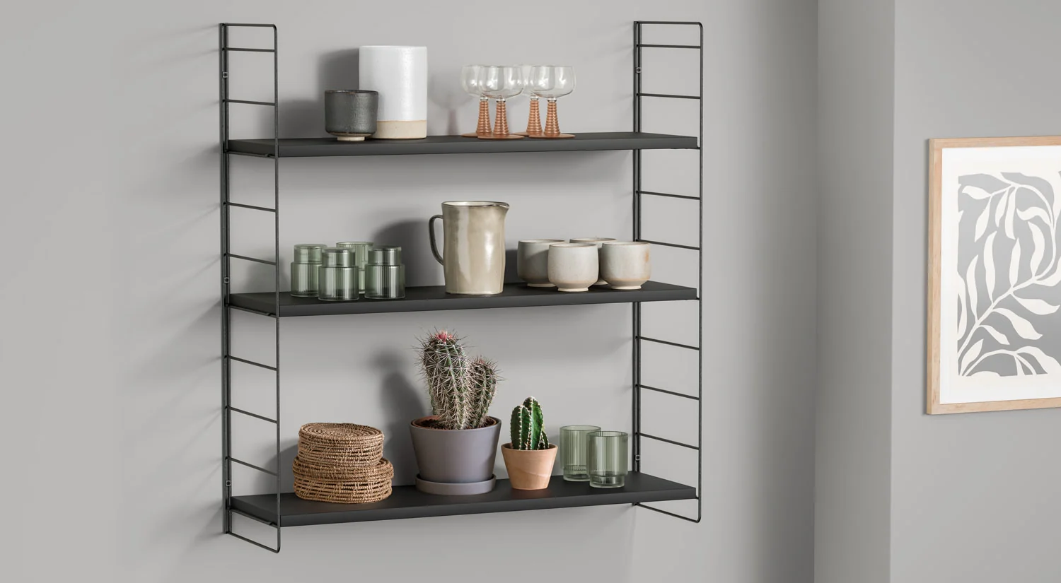 Small shelves - STEP small black hanging shelf in the kitchen
