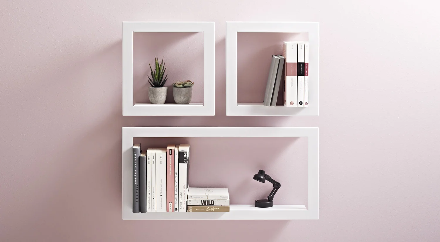 Cube shelves - FIGURA square shelf metal white for books