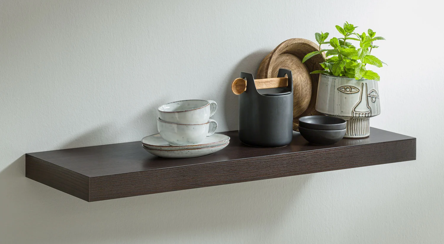 Floating Wood Shelves - BOY mocca dark wood shelf