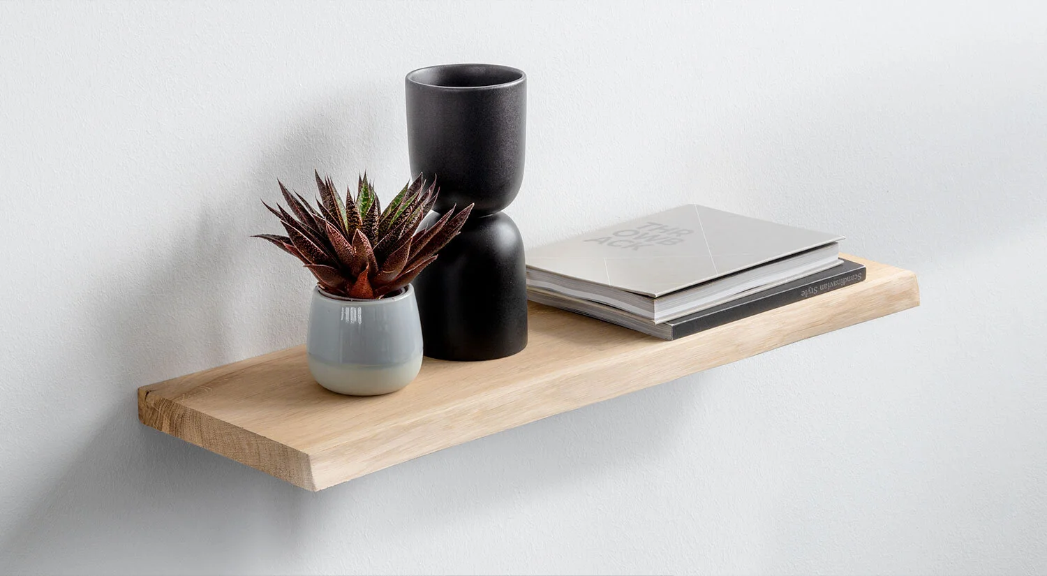 Floating Wood Shelves - NATURE wooden shelf board without bark