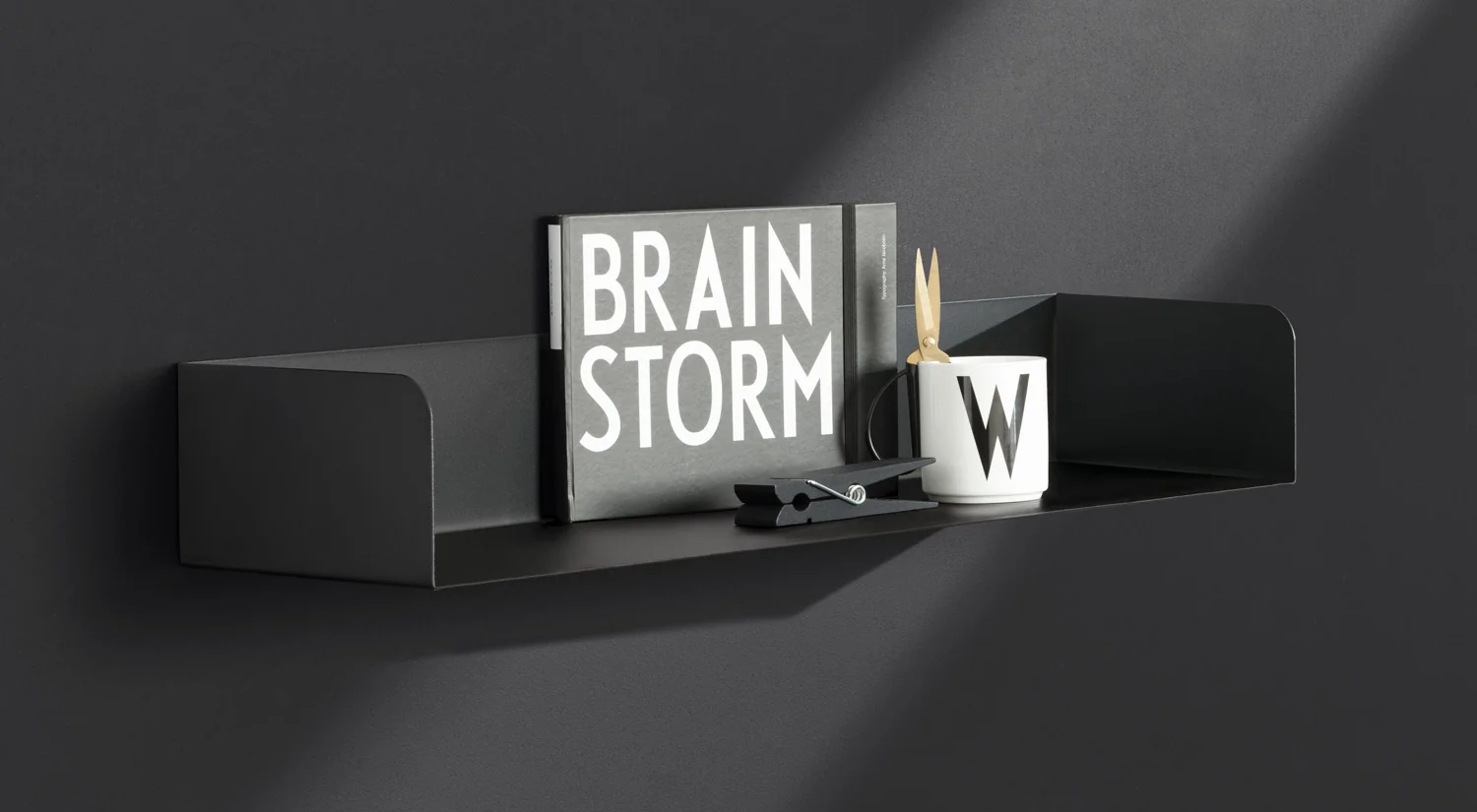 Metal Wall Shelves - SHOWCASE black as book shelf