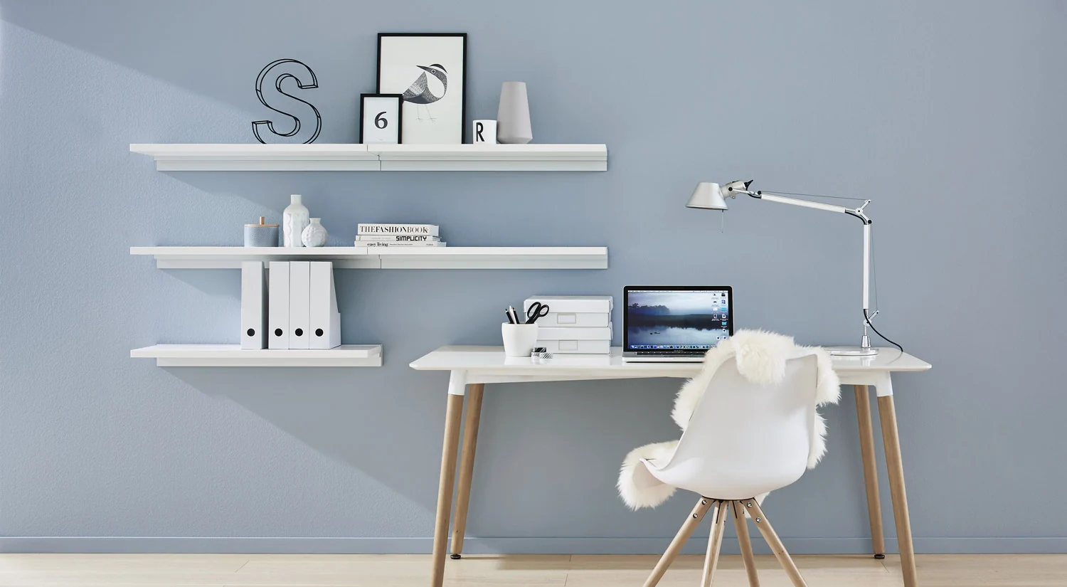 White floating shelves SUMO+CUBE white wall shelf