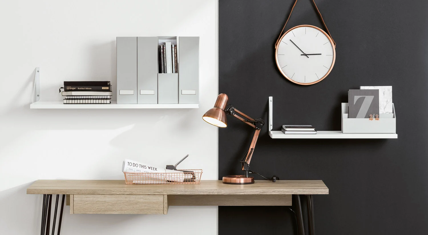 White Wall Shelves -  LITE+TRI hanging shelf for files and folders