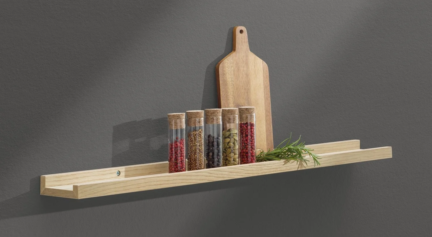 Wooden Wall Shelves - BORDER Picture Ledge with real wood veneer