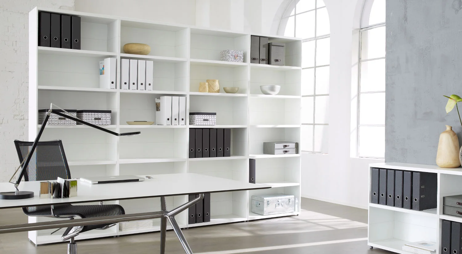 White Shelving Unit CASE - White shelving unit for office binder shelves