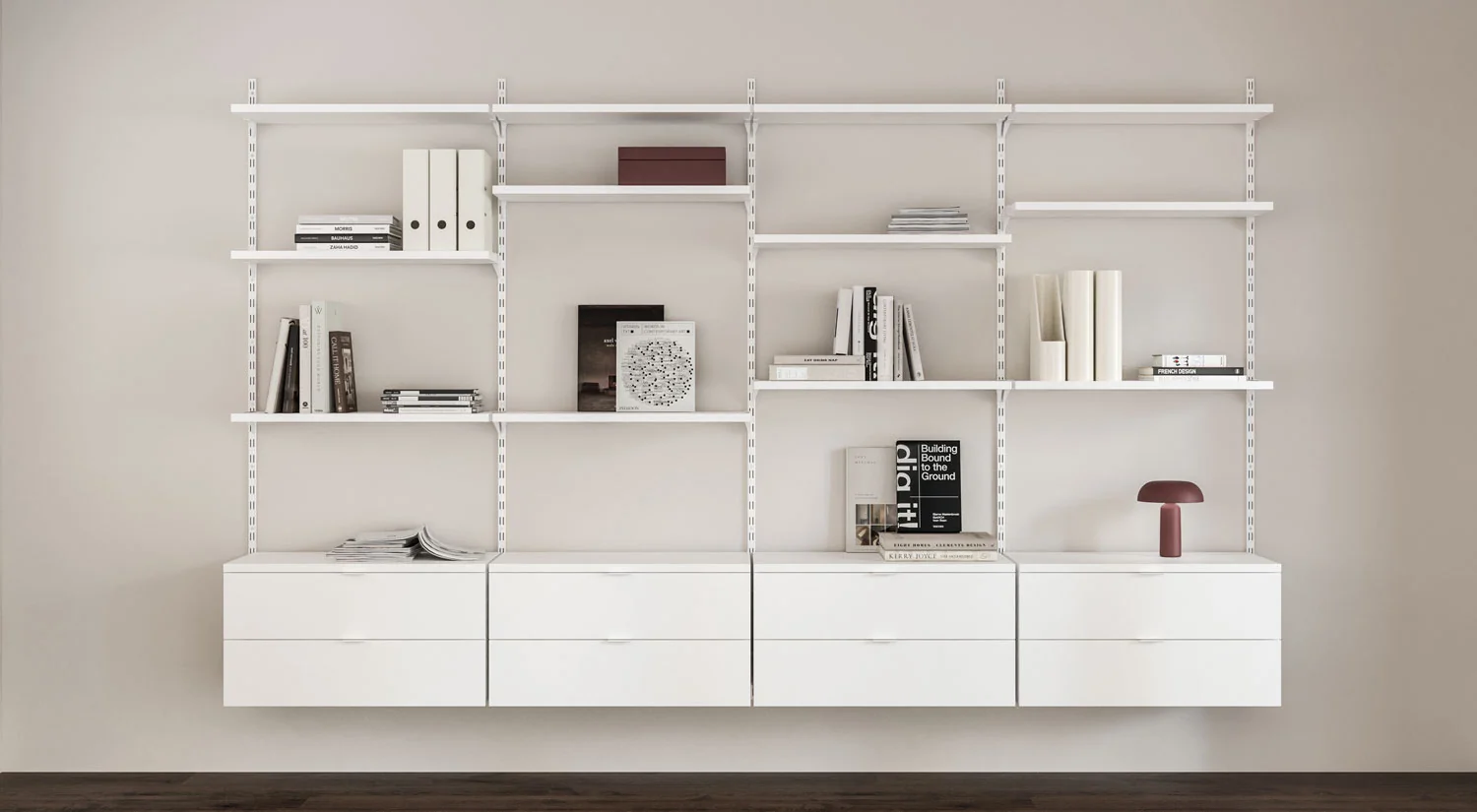 Bureau étagère ON-WALL - étagère blanc dans de bureau