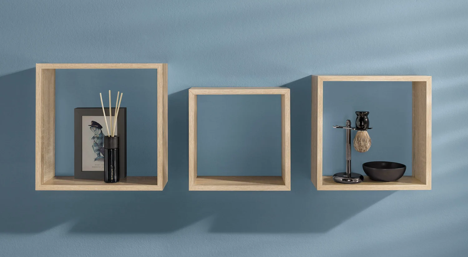 Étagère cube murale - Kit d´étagère cube FRAME en chêne comme étagère salle de bain