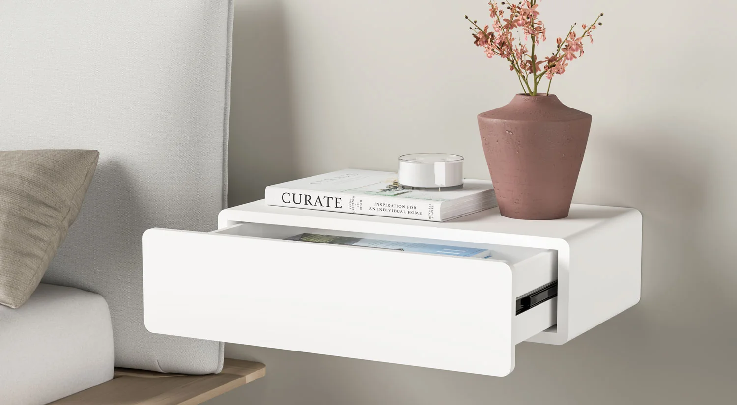 Étagère tiroir - CASSY comme table de nuit en blanc