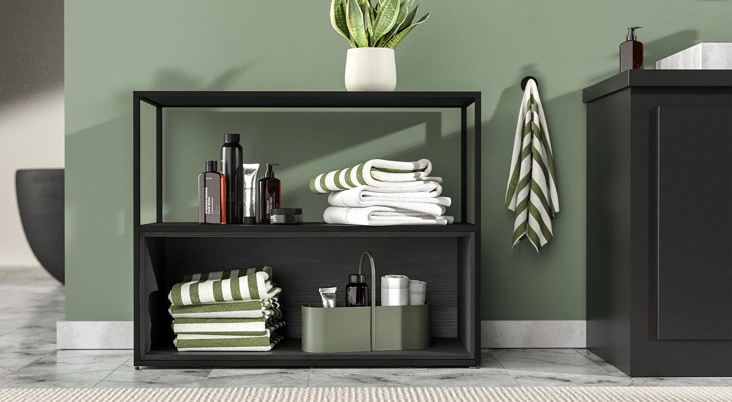 Badregal - LIUM Badezimmer Regal Metall schwarz mit Cube