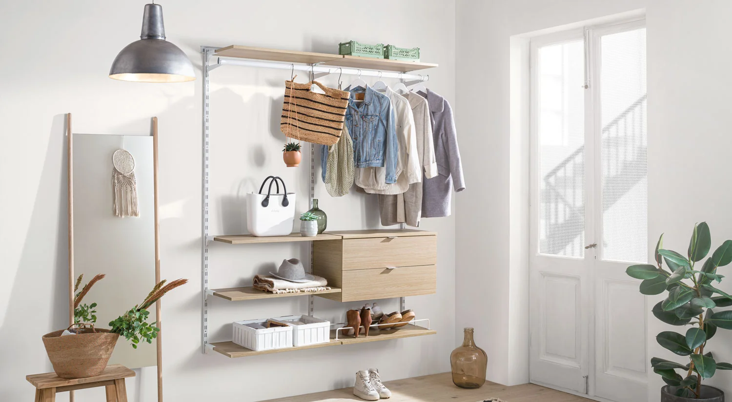 Begehbarer Kleiderschrank - Kleiderregal WALK-IN als Garderobe Eiche