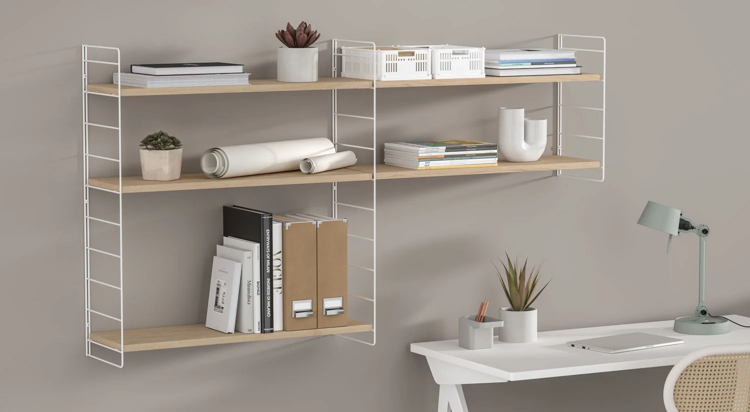 Büroregal - STEP Hängeregal weiß/eiche für Büro und Home Office