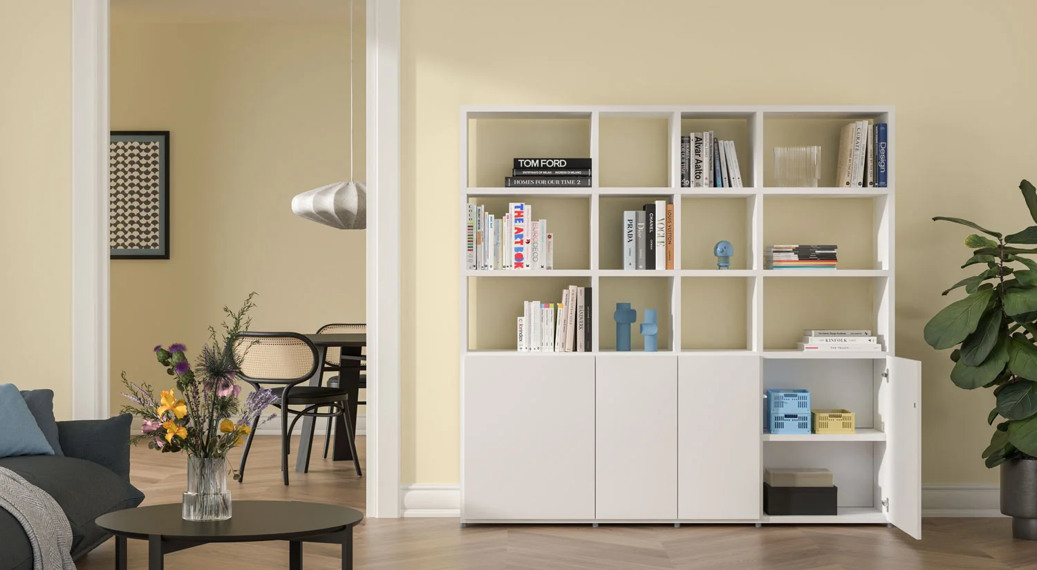 Bücherregale - BOON weißes Regal mit Türen für Bücher Bücherregale - BOON weißes Regal mit Türen für Bücher