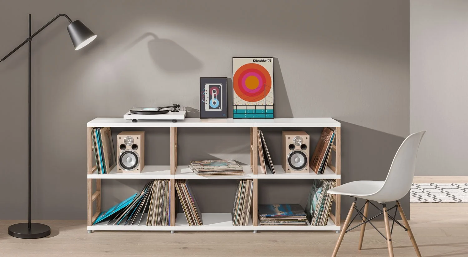 Schallplattenregal - MAXX Schallplatten Aufbewahrung Holz/weiß