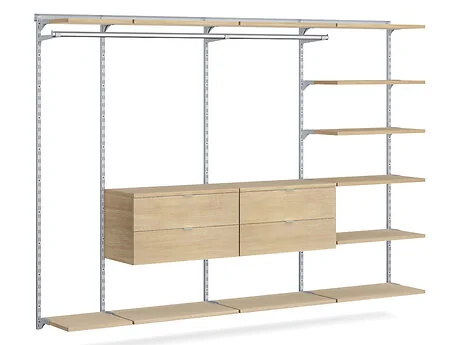 WALK-IN L-354 Schranksystem | 295x200x45 cm | eiche/grau