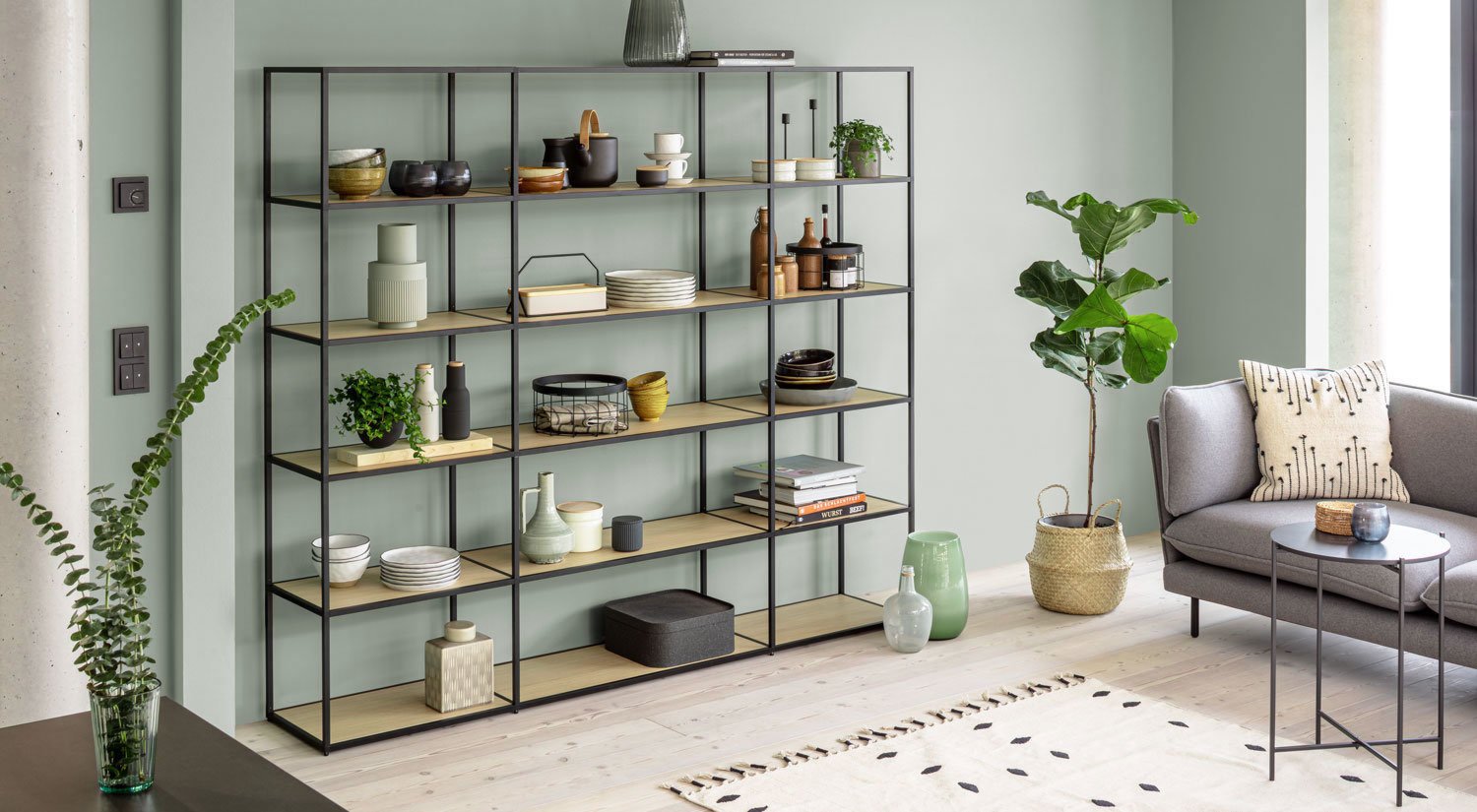 Black Shelving Unit LIUM Glass Shelving Unit REGALRAUM